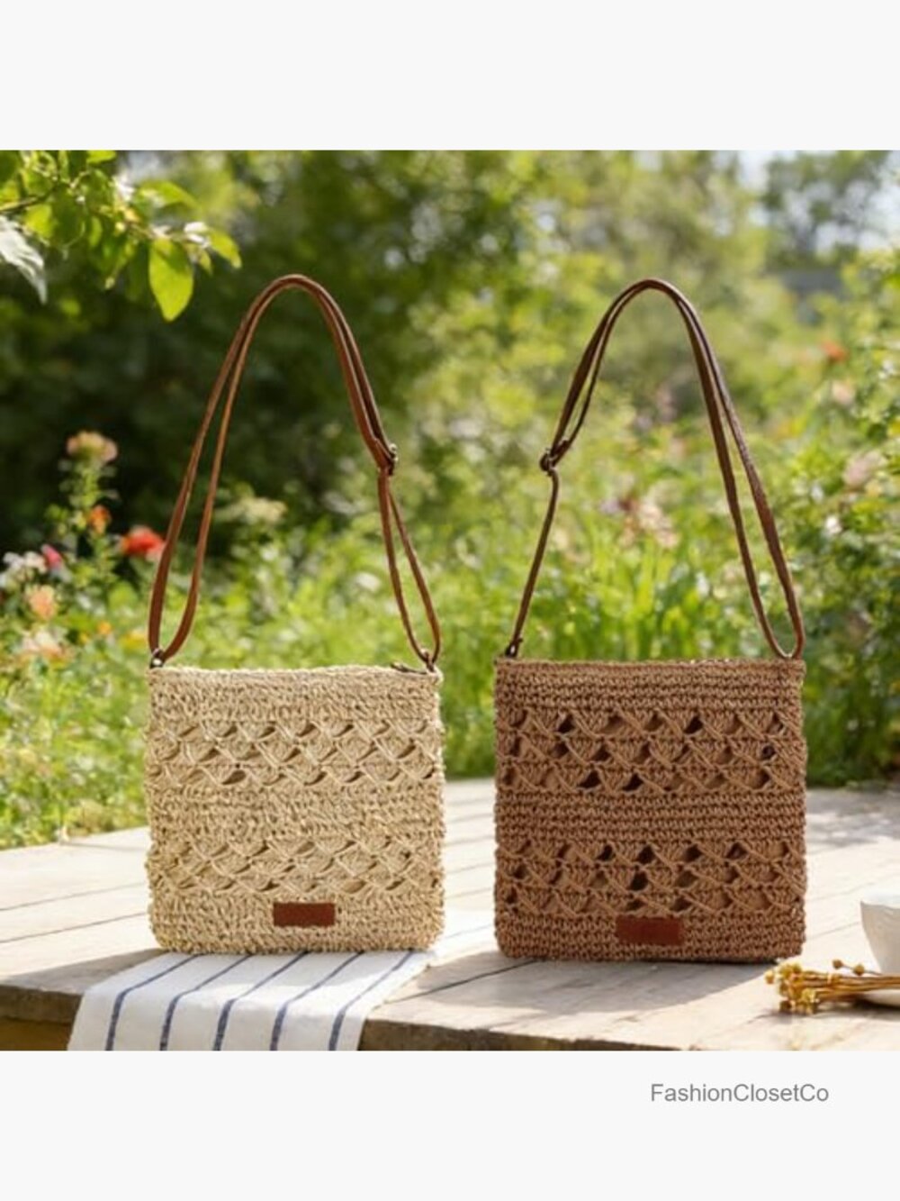 Small Straw Crossbody Bag for Women Summer Beach Shoulder Purse - Picture 3 of 6